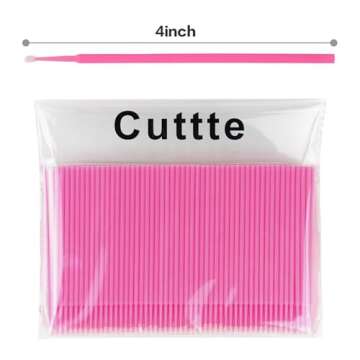 Cuttte 500PCS Disposable Micro Swabs for Eyelash Extension, Micro Applicators Eyelash Swabs for Makeup Application Pink (Head Diameter: 2.0mm)