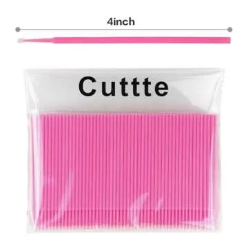 Cuttte 500PCS Disposable Micro Swabs for Eyelash Extension, Micro Applicators Eyelash Swabs for Makeup Application Pink (Head Diameter: 2.0mm)