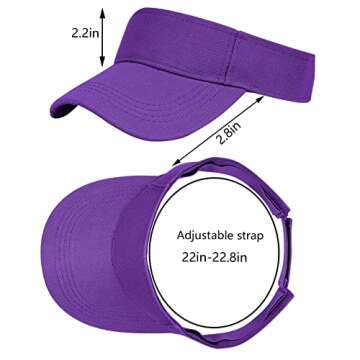 Rbenxia 5 Adjustable Purple Sun Visors - Unisex Outdoor Hat Pack