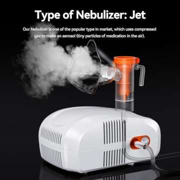 Nebulizer (Direct Patient Interface),Jet Nebulizer, with Adults and Kids Mouthpiece, efficiently Del...