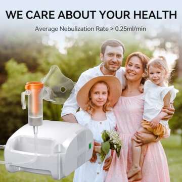 Nebulizer (Direct Patient Interface),Jet Nebulizer, with Adults and Kids Mouthpiece, efficiently Delivering and Silence for Home use