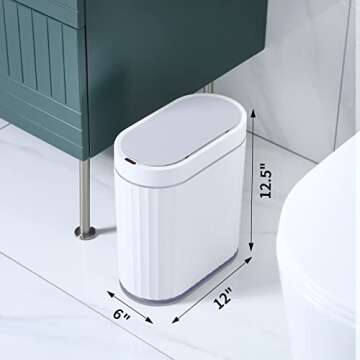 ELPHECO Bathroom Motion Sensor Trash can 2 Gallon Automatic Garbage Can, 9 L Slim Plastic Smart Trash Can with Lid, Commercial Intelligent Trash Bin for Bedroom, Bathroom, Kitchen, Office, Grey