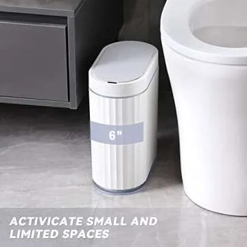 ELPHECO Bathroom Motion Sensor Trash can 2 Gallon Automatic Garbage Can, 9 L Slim Plastic Smart Trash Can with Lid, Commercial Intelligent Trash Bin for Bedroom, Bathroom, Kitchen, Office, Grey