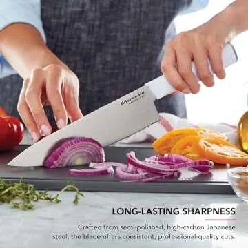 KitchenAid Classic Slim Knife Block Set with Built-In Knife Sharpener, High Carbon Stainless Steel Kitchen Knives, Sharp Kitchen Knife Set with Block, 14-Piece, White