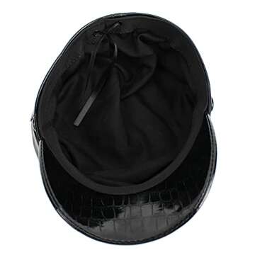 Danse Jupe Women PU Leather Flat Top Newsboy Hat Paperboy Hat Sailor Hat Painter Cap