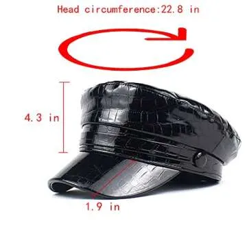 Danse Jupe Women PU Leather Flat Top Newsboy Hat Paperboy Hat Sailor Hat Painter Cap