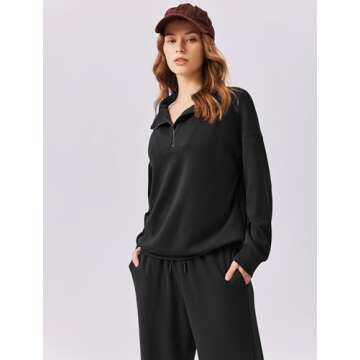 Stylish PINSPARK 2 Piece High Waist Sweatsuit for Women, Perfect Loungewear & Travel Outfit