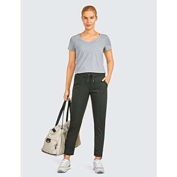 CRZ YOGA Womens Casual 7/8 Pants 27" - Lightweight Workout Outdoor Athletic Track Travel Lounge Joggers Pockets Grey Olive Small