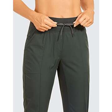 CRZ YOGA Womens Casual 7/8 Pants 27" - Lightweight Workout Outdoor Athletic Track Travel Lounge Joggers Pockets Grey Olive Small