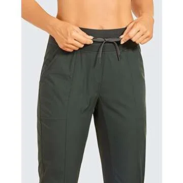 CRZ YOGA Womens Casual 7/8 Pants 27" - Lightweight Workout Outdoor Athletic Track Travel Lounge Joggers Pockets Grey Olive Small