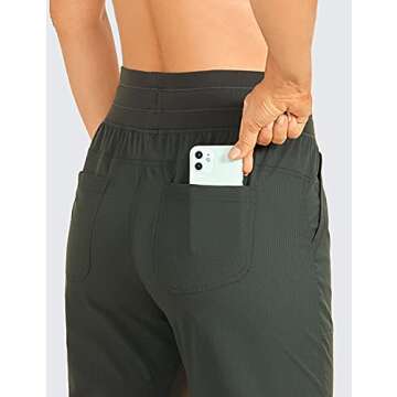 CRZ YOGA Womens Casual 7/8 Pants 27" - Lightweight Workout Outdoor Athletic Track Travel Lounge Joggers Pockets Grey Olive Small