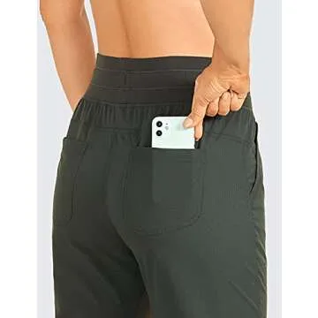 CRZ YOGA Womens Casual 7/8 Pants 27" - Lightweight Workout Outdoor Athletic Track Travel Lounge Joggers Pockets Grey Olive Small
