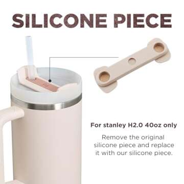 Stanley Cup 40 oz H2.0 Accessories Set - Straw Cover, Silicone Base, 2 Spill Stoppers, 3 Bling Decorations, Tumbler Gift for Women & Girls (Butterfly)