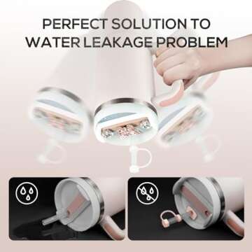 Stanley Cup 40 oz H2.0 Accessories Set - Straw Cover, Silicone Base, 2 Spill Stoppers, 3 Bling Decorations, Tumbler Gift for Women & Girls (Butterfly)