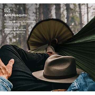 Seafte Camping Hammock with Mosquito Net Parachute Hammock Pop-Up 2 Person Hanging Lightweight Hammock with Tree Straps for Backyard Backpacking Hiking