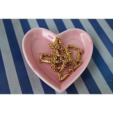 AixyZzz Ceramic Ring Dish Holder for Women Girls Heart Shaped Jewelry Tray, Pink Decorative Trinket Plate for Jewelry Organizer, Mrs Ring Dish for Engagement Wedding Birthday Christmas Gifts