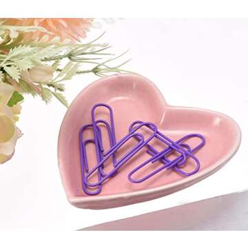 AixyZzz Ceramic Ring Dish Holder for Women Girls Heart Shaped Jewelry Tray, Pink Decorative Trinket Plate for Jewelry Organizer, Mrs Ring Dish for Engagement Wedding Birthday Christmas Gifts