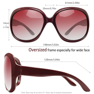 Elegant Burgundy Oversized Polarized Sunglasses for Women