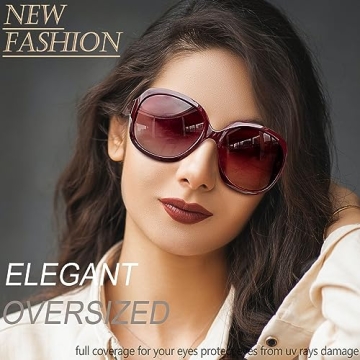 Elegant Burgundy Oversized Polarized Sunglasses for Women