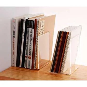 CY craft 6 Pieces/3 Pairs Bookends,Clear Acrylic Bookends for Shelves,Heavy Duty Book Ends and Desktop Organizer,Book Stopper for Books/Movies/CDs,7.3x4.8x4.8 inch