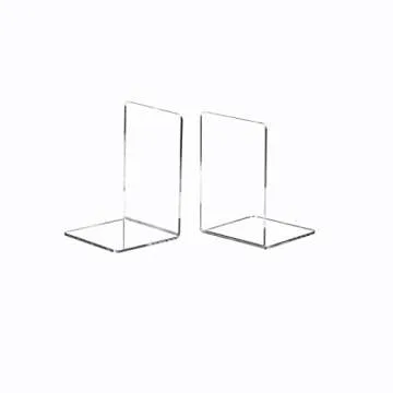 CY craft 6 Pieces/3 Pairs Bookends,Clear Acrylic Bookends for Shelves,Heavy Duty Book Ends and Desktop Organizer,Book Stopper for Books/Movies/CDs,7.3x4.8x4.8 inch