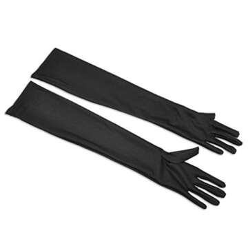 DreamHigh Women's Party Wedding 21" Long Satin Finger Gloves Black
