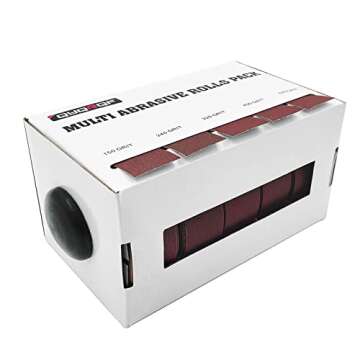 QYQRQF Emery Cloth Roll, 5 Grits Abrasive Sandpaper Rolls Assorted Sand Paper with Dispenser for Woo...