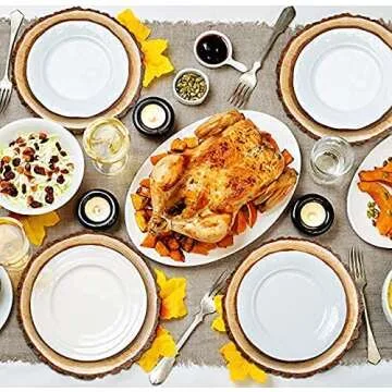 Gift Boutique Disposable Wooden Slice Paper Place Mats 50 Pack 13.5" Round Rustic Brown Wood Slices Charger Place Mat for Farmhouse Tan Table Setting Summer Spring Fall Wedding Dinner Party Decor