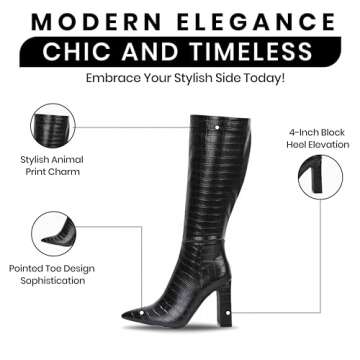 Cape Robbin SayWhat Mid Calf Boots for Women - Womens Mid Calf Boots with Chunky Block Heel - Stylish Mid Calf Boots Women - Black Size 8