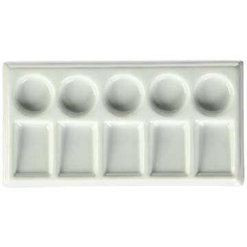 Jack Richeson 5-Round and 5-Slant Porcelain Palette Mixing Tray - Perfect for Artists