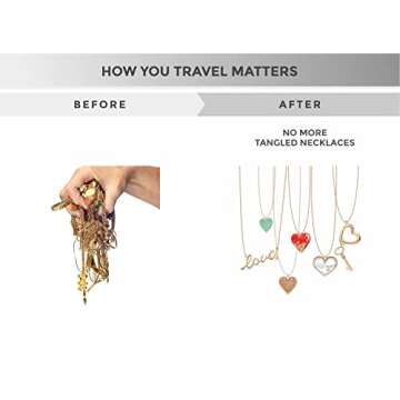 Kefi Vim Jewelry Organizer Travel - Stylish Travel Jewelry Bag Made Of PU Leather For Small & Large Necklaces, Earrings & Rings - Beautiful Hanging Design. Easy Cleaning & Carrying Jewelry Holder