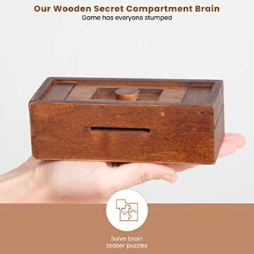 Bits and Pieces - Stash Your Cash - Secret Puzzle Box - Camouflage Your Cash Money Holder - Brain Teaser - Wooden Secret Compartment