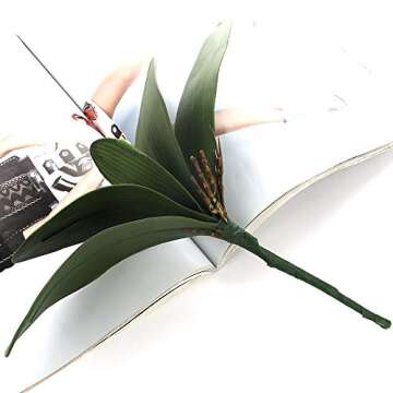 NERKT Artificial Orchid Leaves for Home Decor and Weddings