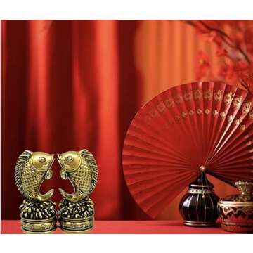 Betterdecor Feng Shui Chinese Carps Koi Lucky Fish Statue Home Office Decor