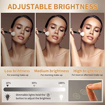 Hansong Vanity Mirror with Lights Hollywood Makeup Mirror with 14 Dimmable LED Bulbs for Bedroom Hollywood Mirror with Smart Touch Control Tabletop Mirror or Wall Mounted