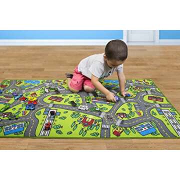 Kids Carpet Playmat Rug City Life Great for Playing with Cars and Toys - Play Learn and Have Fun Saf...