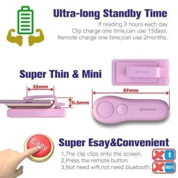 SK SYUKUYU RF Remote Control Page Turner for Kindle Reading Ipad Surface Comics, iPhone Android Tablets Reading Novels Taking Photos(Pink)