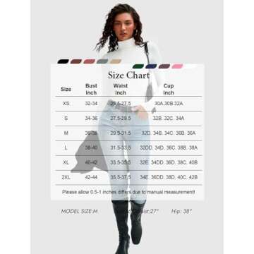 Avidlove Bodysuits for Women High Neck Long Sleeve Body Suits Snap Closure Double Lined Mock Neck Bodysuit Soft (White, M)