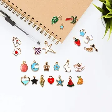 SANNIX 110pcs Gold Enamel Charms for Jewelry Making