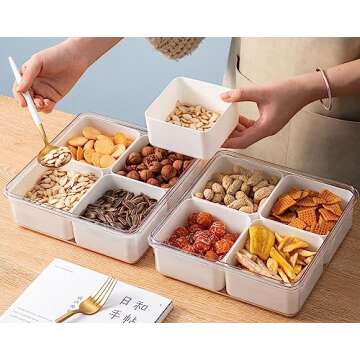 Lumista Divided Serving Tray - 4 Compartment Food Storage