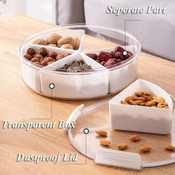 Lumista Divided Serving Tray - 4 Compartment Food Storage