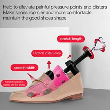 Shoe Stretcher Women Wide Feet - 4 Way Adjustable Stretch Width and Length Shaper Shoe Tree Widener Expander