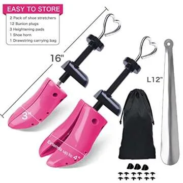 Shoe Stretcher Women Wide Feet - 4 Way Adjustable Stretch Width and Length Shaper Shoe Tree Widener Expander