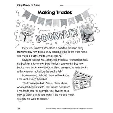 Evan-Moor Financial Literacy Lessons and Activities, Grade 1, Homeschool and Classroom Resource Workbook, Learn about Money, Earning, Paying, Buying, ... (Financial Literacy Lessons & Activities)