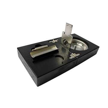 Foldable Wooden Cigar Ashtray Set with Cutter and Punch