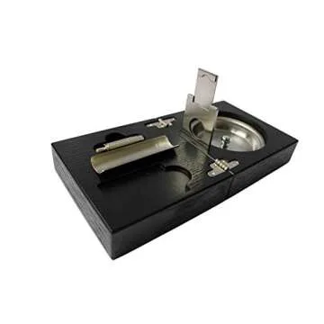 Foldable Wooden Cigar Ashtray Set with Cutter and Punch