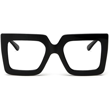 AIEYEZO Oversized Square Blue Light Glasses for Women Cute Big Frame Glasses Fashion Clear Multi-Col...