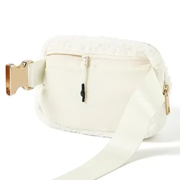 ODODOS Fleece Mini Belt Bag Adjustable Sherpa Waist Pouch