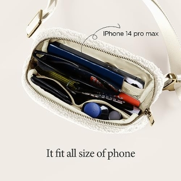 ODODOS Fleece Mini Belt Bag Adjustable Sherpa Waist Pouch