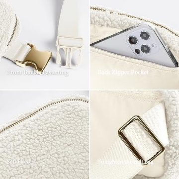 ODODOS Fleece Mini Belt Bag Adjustable Sherpa Waist Pouch